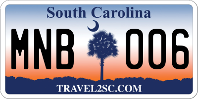 SC license plate MNB006