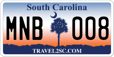 SC license plate MNB008