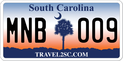SC license plate MNB009