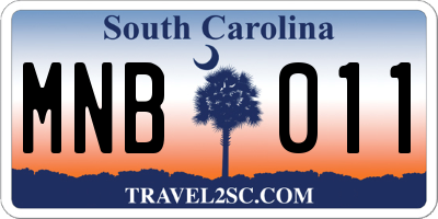 SC license plate MNB011