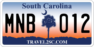 SC license plate MNB012