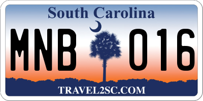 SC license plate MNB016