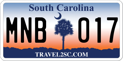 SC license plate MNB017