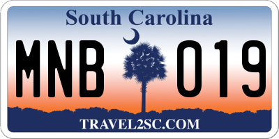 SC license plate MNB019