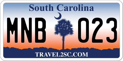SC license plate MNB023