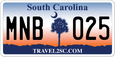 SC license plate MNB025