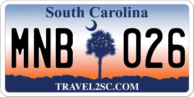 SC license plate MNB026