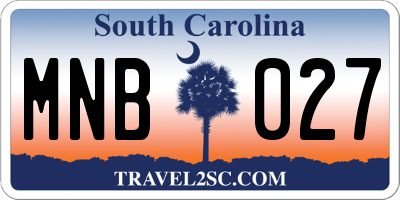 SC license plate MNB027