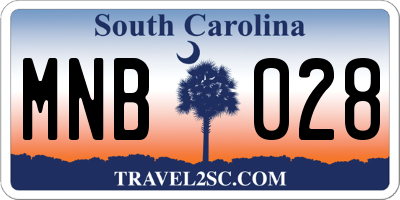 SC license plate MNB028