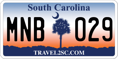 SC license plate MNB029