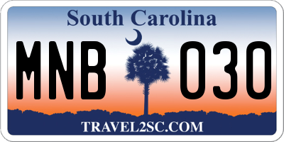 SC license plate MNB030