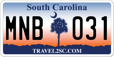 SC license plate MNB031