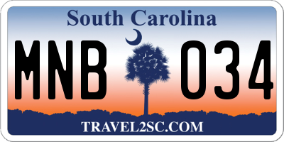 SC license plate MNB034