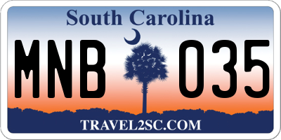 SC license plate MNB035