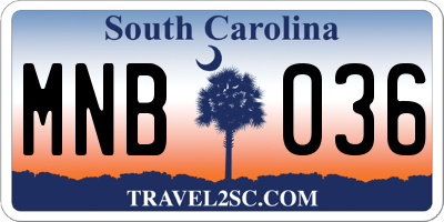 SC license plate MNB036