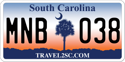 SC license plate MNB038