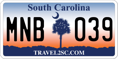 SC license plate MNB039