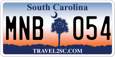 SC license plate MNB054