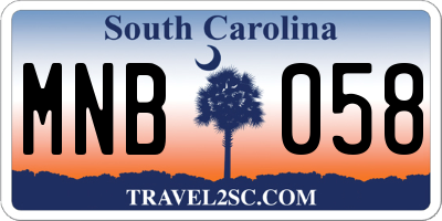SC license plate MNB058