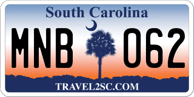 SC license plate MNB062