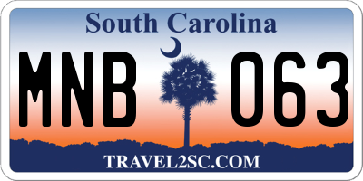 SC license plate MNB063