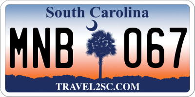 SC license plate MNB067
