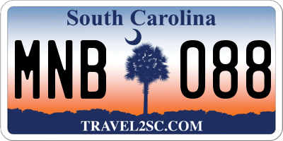 SC license plate MNB088