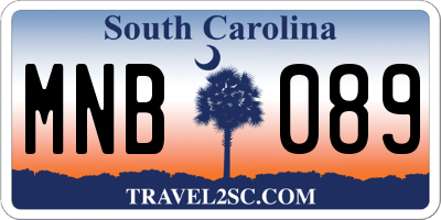 SC license plate MNB089