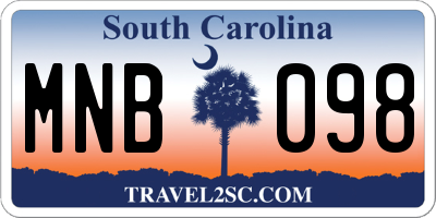 SC license plate MNB098