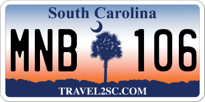 SC license plate MNB106
