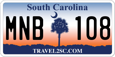 SC license plate MNB108