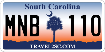 SC license plate MNB110