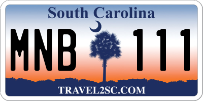 SC license plate MNB111
