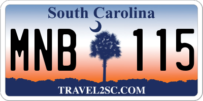 SC license plate MNB115