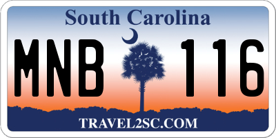 SC license plate MNB116