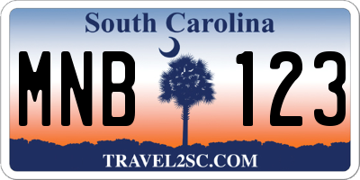 SC license plate MNB123
