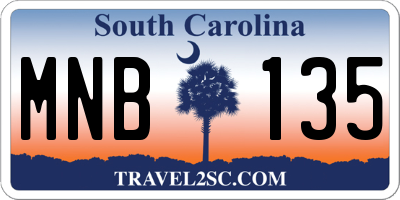 SC license plate MNB135