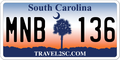 SC license plate MNB136