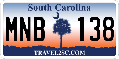 SC license plate MNB138