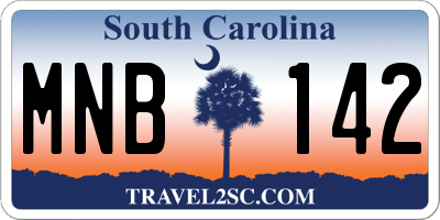 SC license plate MNB142