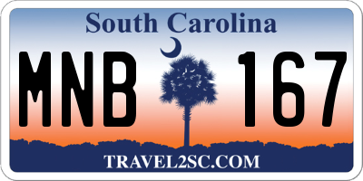 SC license plate MNB167