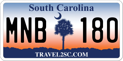 SC license plate MNB180