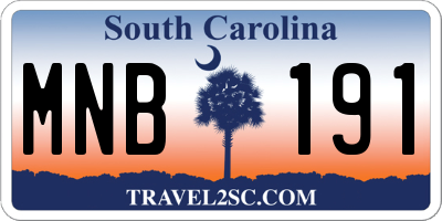 SC license plate MNB191