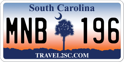 SC license plate MNB196