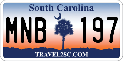 SC license plate MNB197