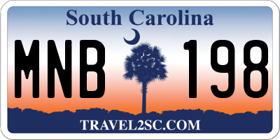 SC license plate MNB198