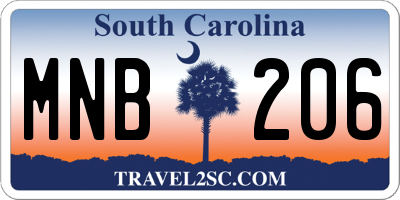 SC license plate MNB206
