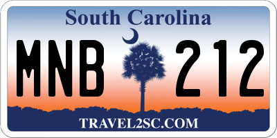 SC license plate MNB212
