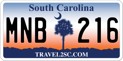 SC license plate MNB216