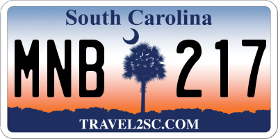 SC license plate MNB217